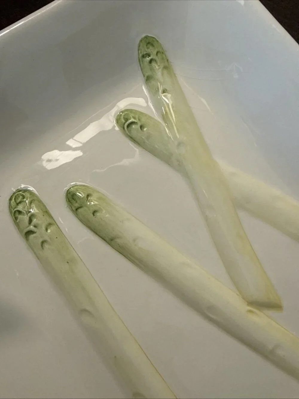 Williams Sonoma Ceramic Pottery Asparagus Platter & Sauce Tray Made in Italy